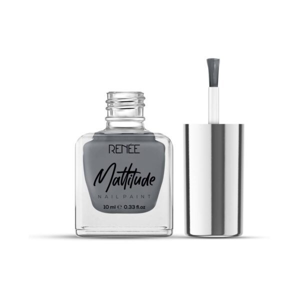 Renee Cosmetics Mattitude Nail Paint - Seal Grey (10 ml) - RENEE