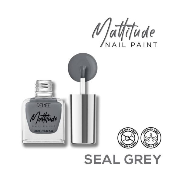 Renee Cosmetics Mattitude Nail Paint - Seal Grey (10 ml) - RENEE