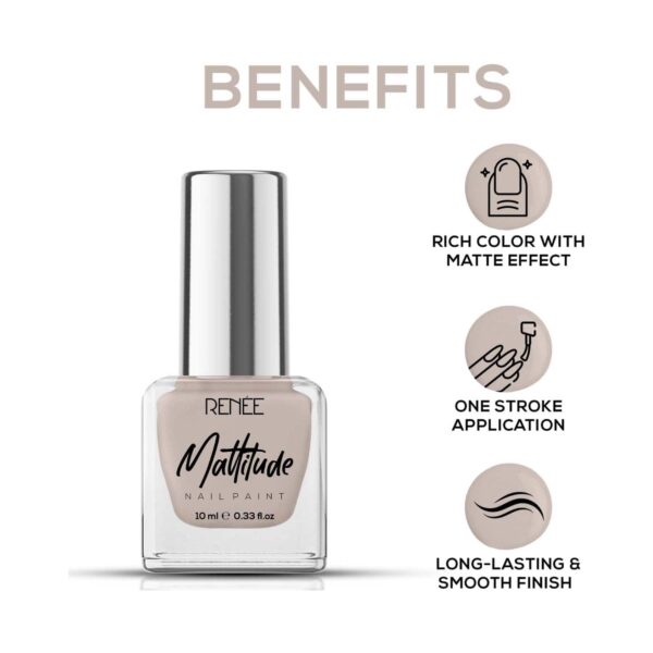 Renee Cosmetics Mattitude Nail Paint - Soft Clay (10 ml) - RENEE