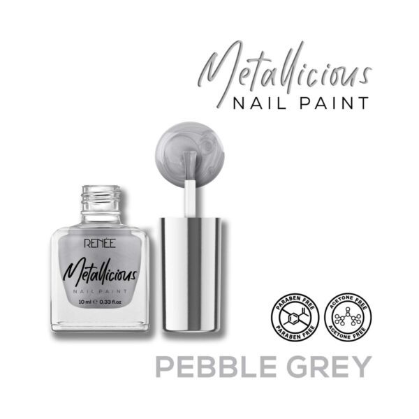 Renee Cosmetics Metallicious Nail Paint - Pebble Grey (10 ml) - RENEE