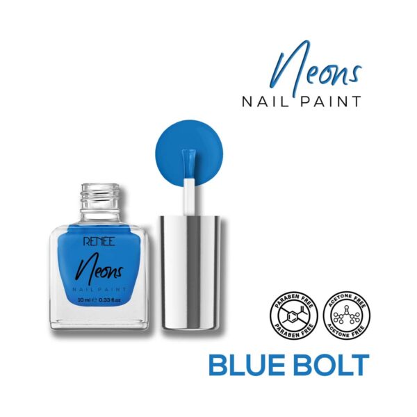Renee Cosmetics Neons Nail Paint - Blue Bolt (10 ml) - RENEE