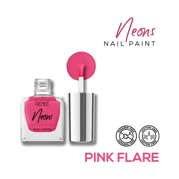 Renee Cosmetics Neons Nail Paint - Pink Flare (10 ml) - RENEE