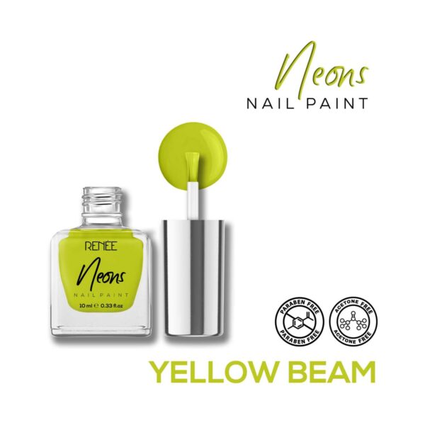Renee Cosmetics Neons Nail Paint - Yellow Beam (10 ml) - RENEE