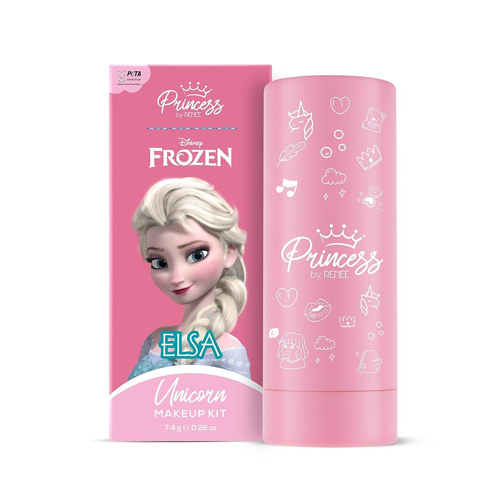 RENEE Disney Frozen Princess Unicorn Makeup Kit Elsa 7.4 Gm,Pre-Teen Girls,Includes 2 Matte,4 Shimmer Eyeshadows,Lip Butter,Lip&Cheek Tint,Compact&Travel...