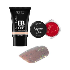 RENEE Glam Squad Essentials Makeup Combo - Lip & Cheek Tint + BB Cream + Stick On Nails - RENEE