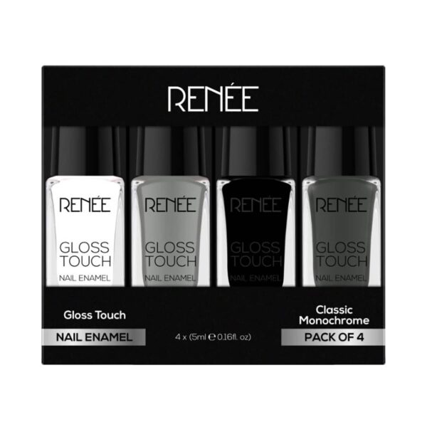 RENEE Gloss Touch Nail Enamel - N01 Classic Monochrome (4 Pcs) - RENEE
