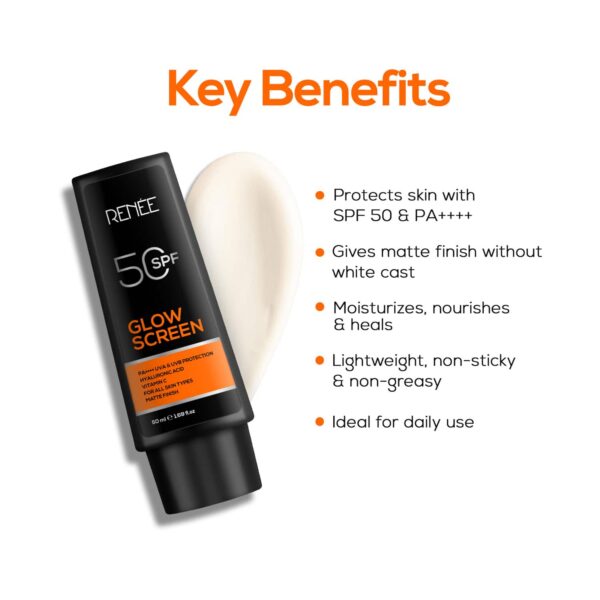 RENEE Glow Screen Sunscreen Cream SPF 50 (50ml) - RENEE