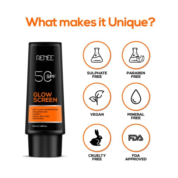 RENEE Glow Screen Sunscreen Cream SPF 50 (50ml) - RENEE