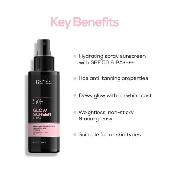 RENEE Glow Screen Sunscreen Spray SPF 50 (50ml) - RENEE
