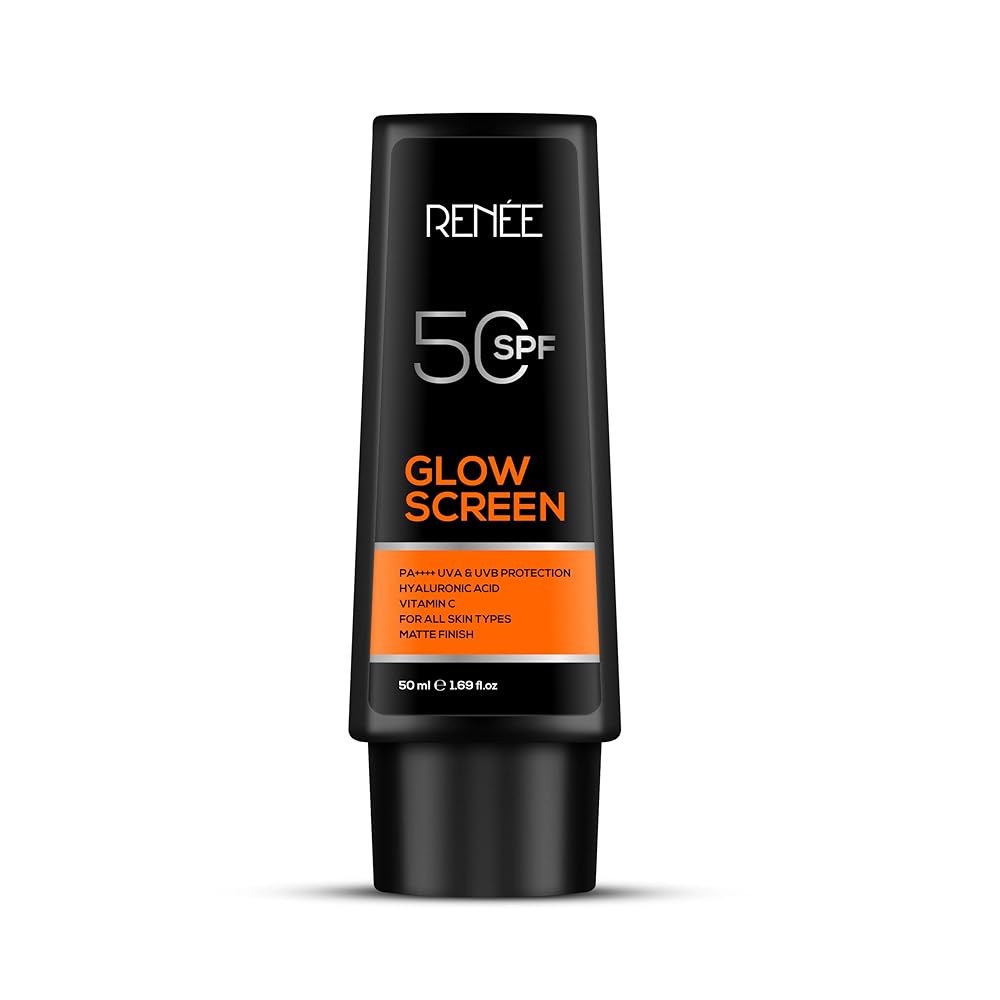 RENEE Glowscreen Spf 50 Sunscreen Cream-50Ml, Pa++++ Uva & Uvb Protection, Hyaluronic Acid & Vitamin C|Non-Greasy Matte Formula, No White Cast|For All, Normal, Oily, Dry,...