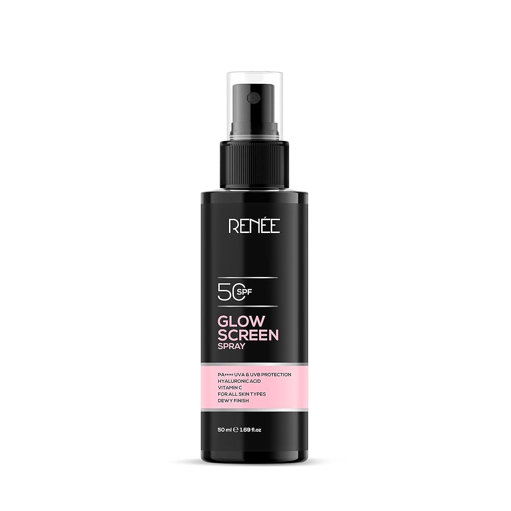 RENEE Glowscreen Spf 50 Sunscreen Spray - 50ml, Pa++++ for Uva & Uvb Protection, Enriched With Hyaluronic Acid & Vitamin C| Lightweight, Non Greasy, Quick Absorbing With No...