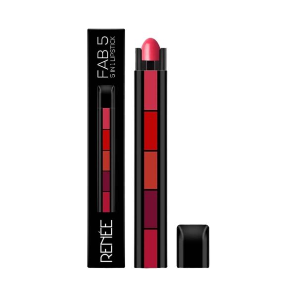 RENEE Juicy Lips Makeup Kit - Fab 5 5-In-1 Matte Lipstick and Lip Gloss Combo - RENEE