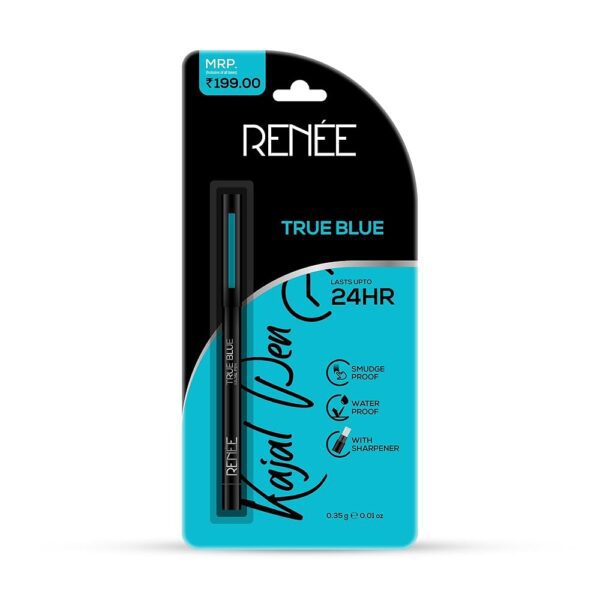 RENEE Kajal Pen with Sharpener - True Blue | 24 Hrs Stay | Long Lasting Kohl Pencil | Matte Finish | Rich Color Payoff | Smudge & Waterproof | One Swipe Application Formula |...