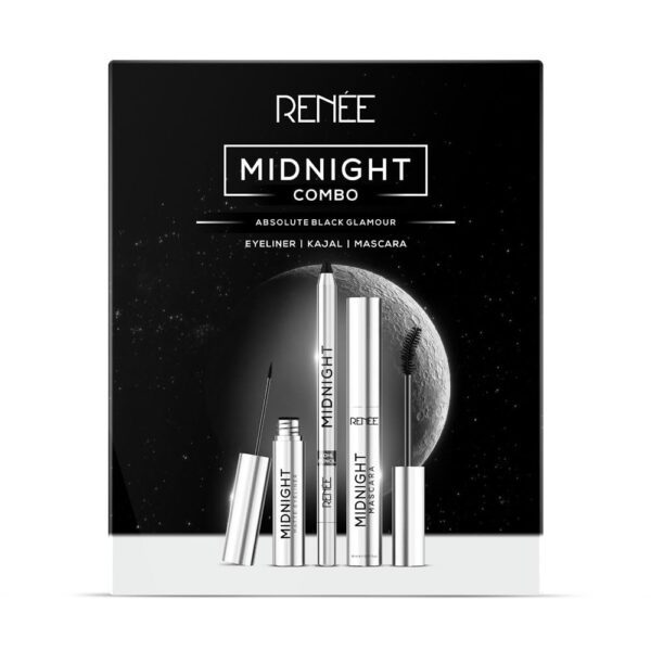 RENEE Midnight Combo | Kajal + Eyeliner + Mascara | Long Lasting | Smudge-Proof | Easy to Use Makeup Kit Set | Highly Pigment | Darkest Black | Vitamin E Infused |...