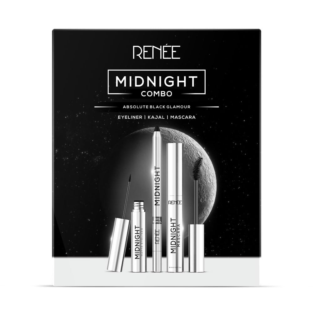 RENEE Midnight Combo | Kajal + Eyeliner + Mascara | Long Lasting | Smudge-Proof | Easy to Use Makeup Kit Set | Highly Pigment | Darkest Black | Vitamin E Infused |...