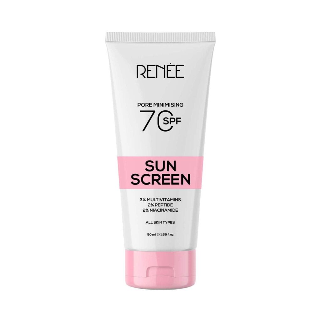 RENEE Pore Minimizing Sunscreen SPF 70 With 2% Niacinamide, 2% Peptide & 3% Multivitamins (50 ml) - RENEE