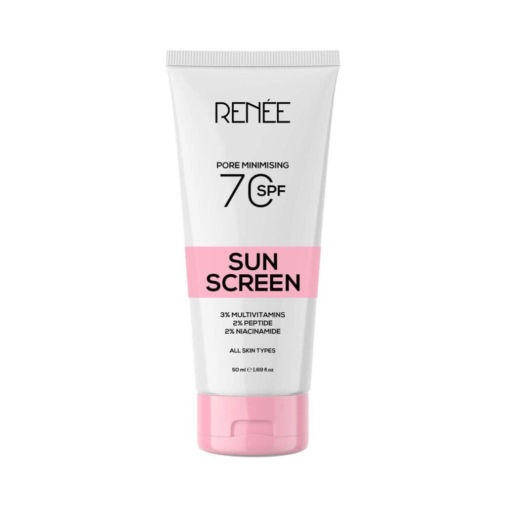 RENEE Pore Minimizing Sunscreen SPF 70 With 2% Niacinamide, 2% Peptide & 3% Multivitamins (5 ml) - RENEE
