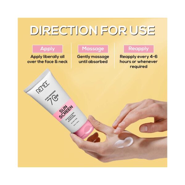 RENEE Pore Minimizing Sunscreen SPF 70 With 2% Niacinamide, 2% Peptide & 3% Multivitamins (5 ml) - RENEE