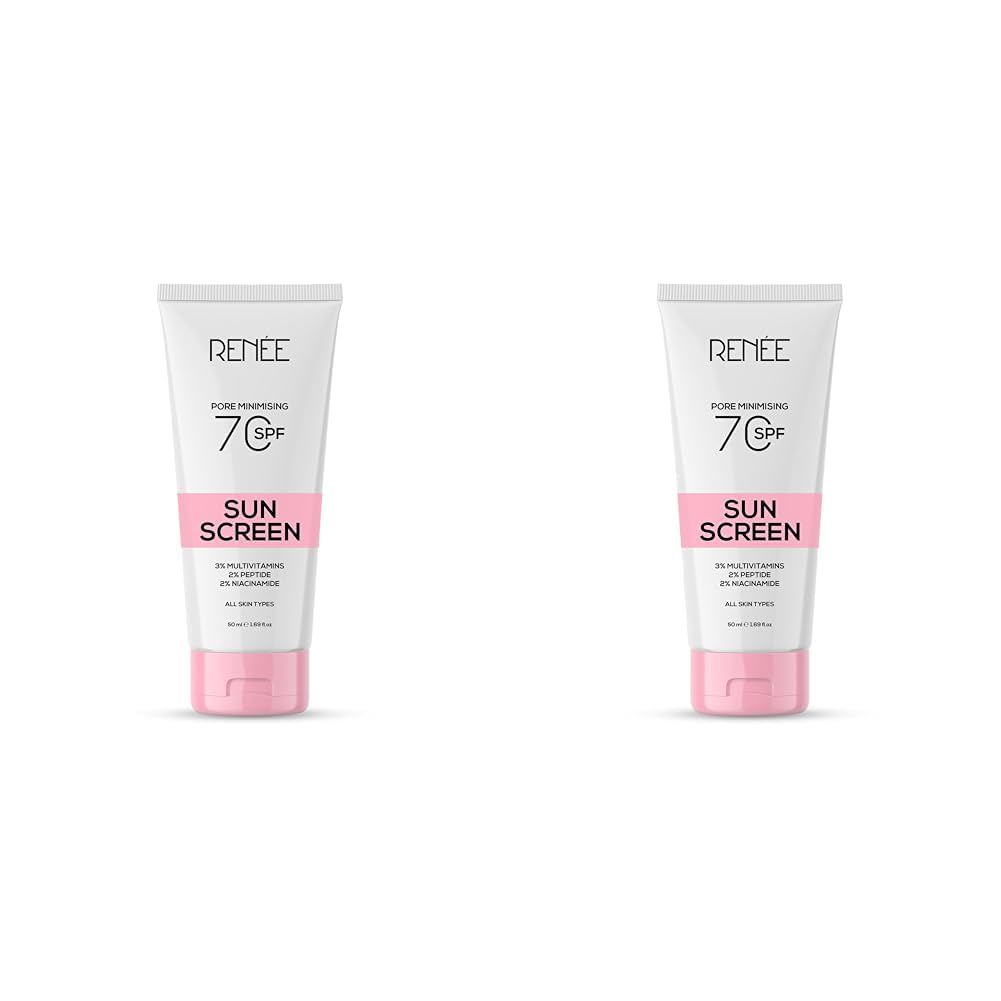 RENEE Pore Minimizing Sunscreen Spf 70 With 2% Niacinamide For All Skins, 2% Peptide & 3% Multivitamins, 50Ml (Pack of 2)
