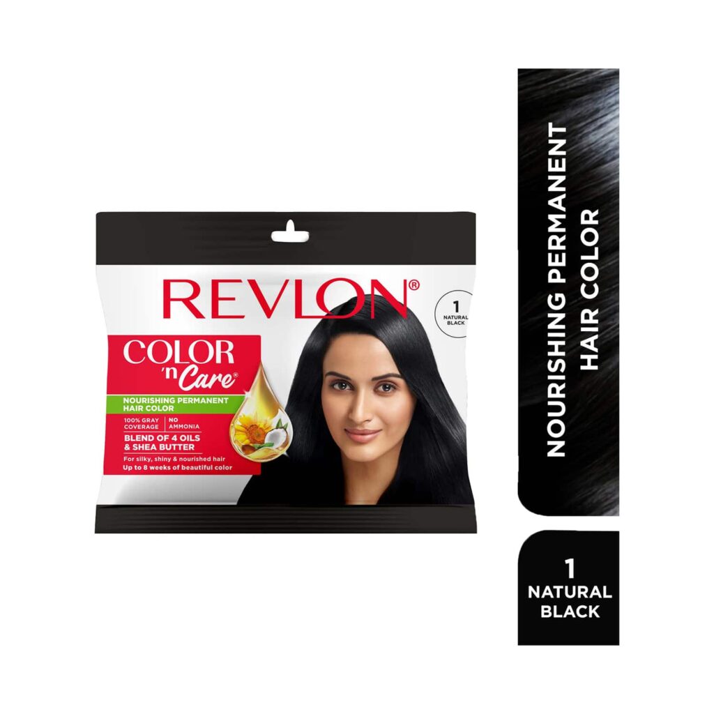 Revlon Color N Care Nourishing Permanent Hair Color Sachet - 1 Natural Black (20g+30ml) - Revlon