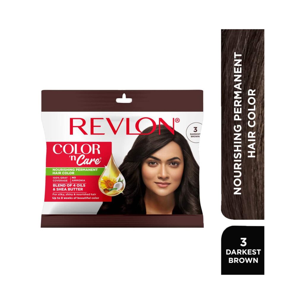 Revlon Color N Care Nourishing Permanent Hair Color Sachet - 3 Darkest Brown (20g+30ml) - Revlon