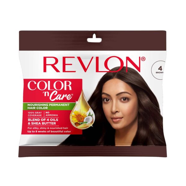 Revlon Color N Care Nourishing Permanent Hair Color Sachet - 4 Brown (20g+30ml) - Revlon
