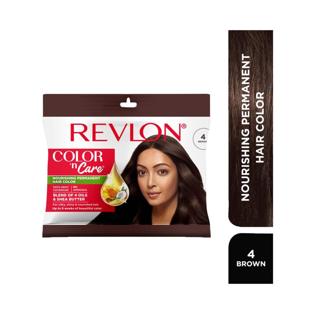 Revlon Color N Care Nourishing Permanent Hair Color Sachet - 4 Brown (20g+30ml) - Revlon