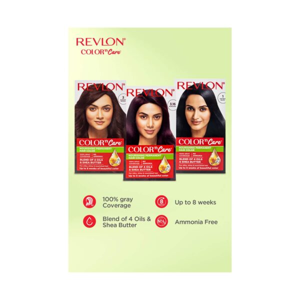 Revlon Color N Care Permanent Hair Color Cream - 5N Medium Brown (40g+67.5ml) - Revlon