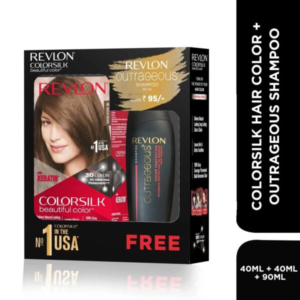 Revlon Colorsilk Beautiful Hair Color with Keratin + Free Shampoo - 4N Medium Brown (91.8ml) - Revlon