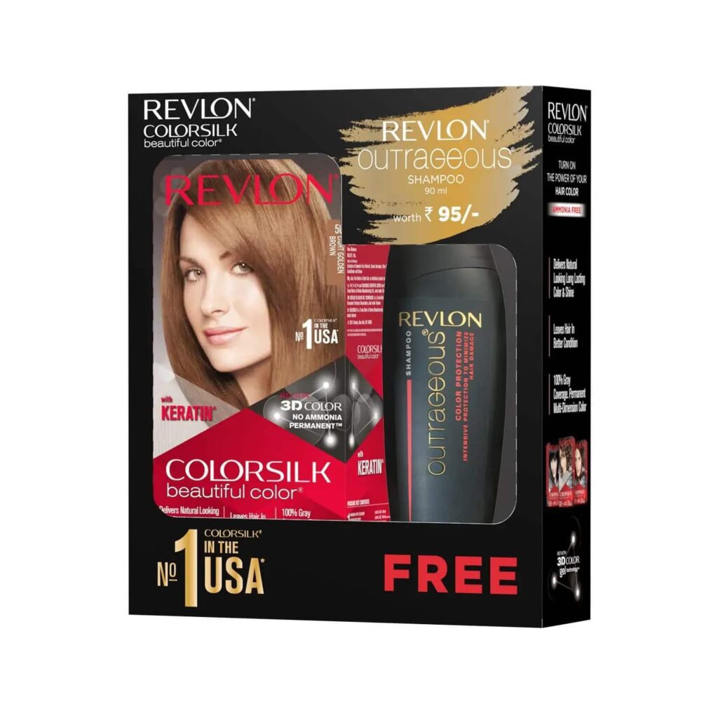 Revlon Colorsilk Beautiful Hair Color with Keratin + Free Shampoo - 5G Light Golden Brown (91.8ml) - Revlon