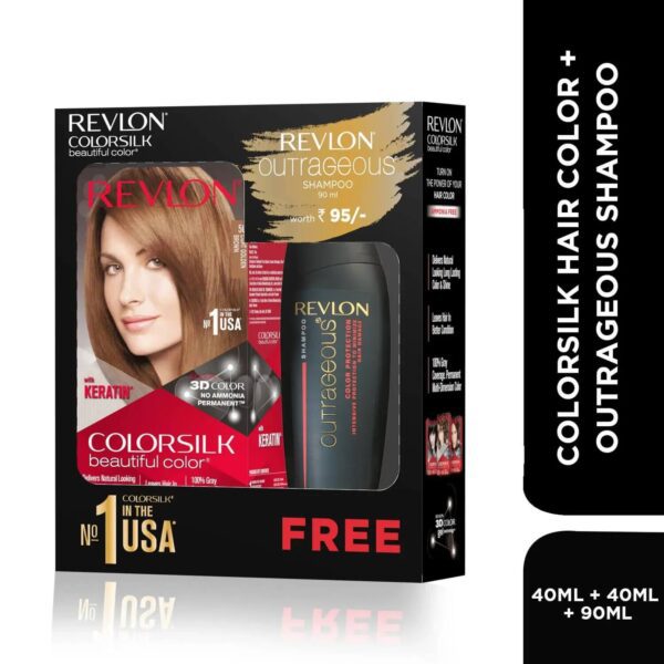Revlon Colorsilk Beautiful Hair Color with Keratin + Free Shampoo - 5G Light Golden Brown (91.8ml) - Revlon