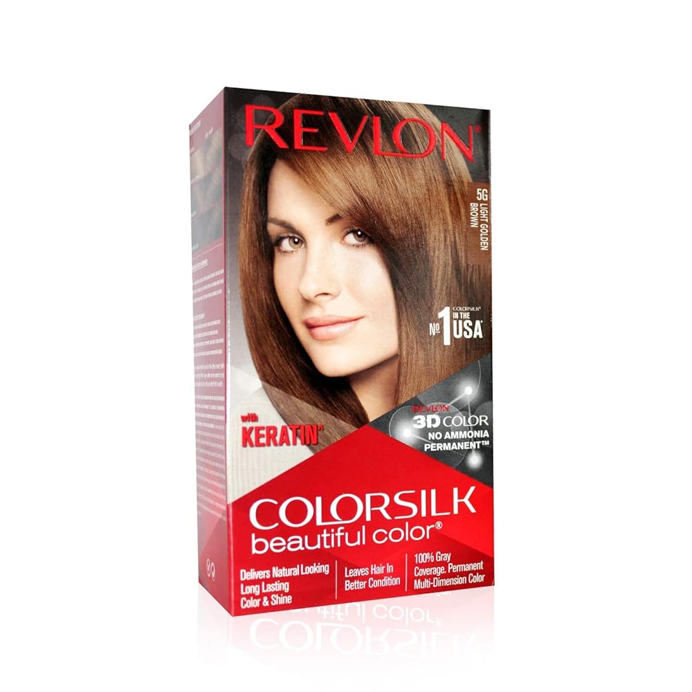 Revlon ColorSilk Permanent Hair Color For Women, Salon Perfect Hair Colour at Home with 100% Grey Coverage, Pro-Keratin & No Ammonia, Up to 8 Weeks of Colour, Shade - Light...