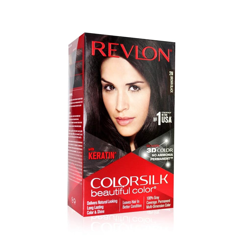 Revlon ColorSilk Permanent Hair Color For Women, Salon Perfect Hair Colour at Home with 100% Grey Coverage | Pro-Keratin & No Ammonia | Up to 8 Weeks of Colour | Shade - Brown...