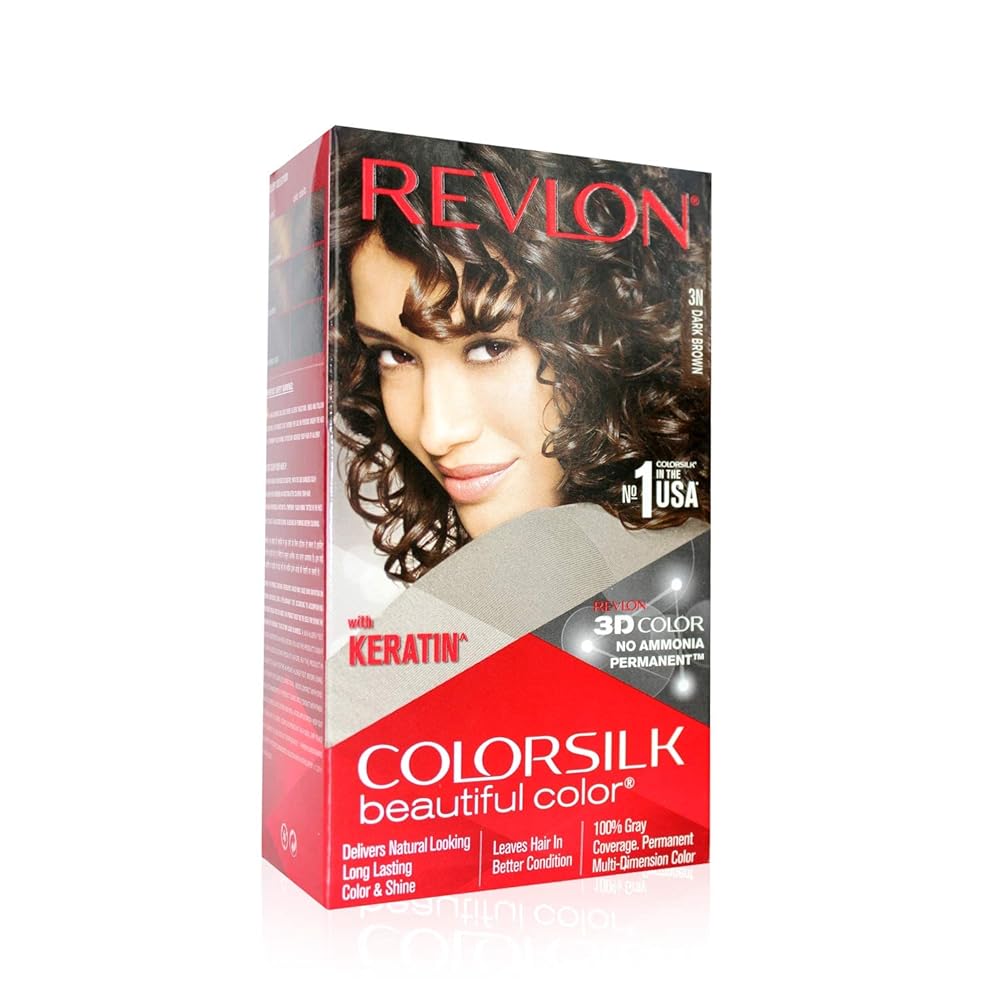 Revlon ColorSilk Permanent Hair Color For Women, Salon Perfect Hair Colour at Home with 100% Grey Coverage | Pro-Keratin & No Ammonia | Up to 8 Weeks of Colour | Shade - Dark...