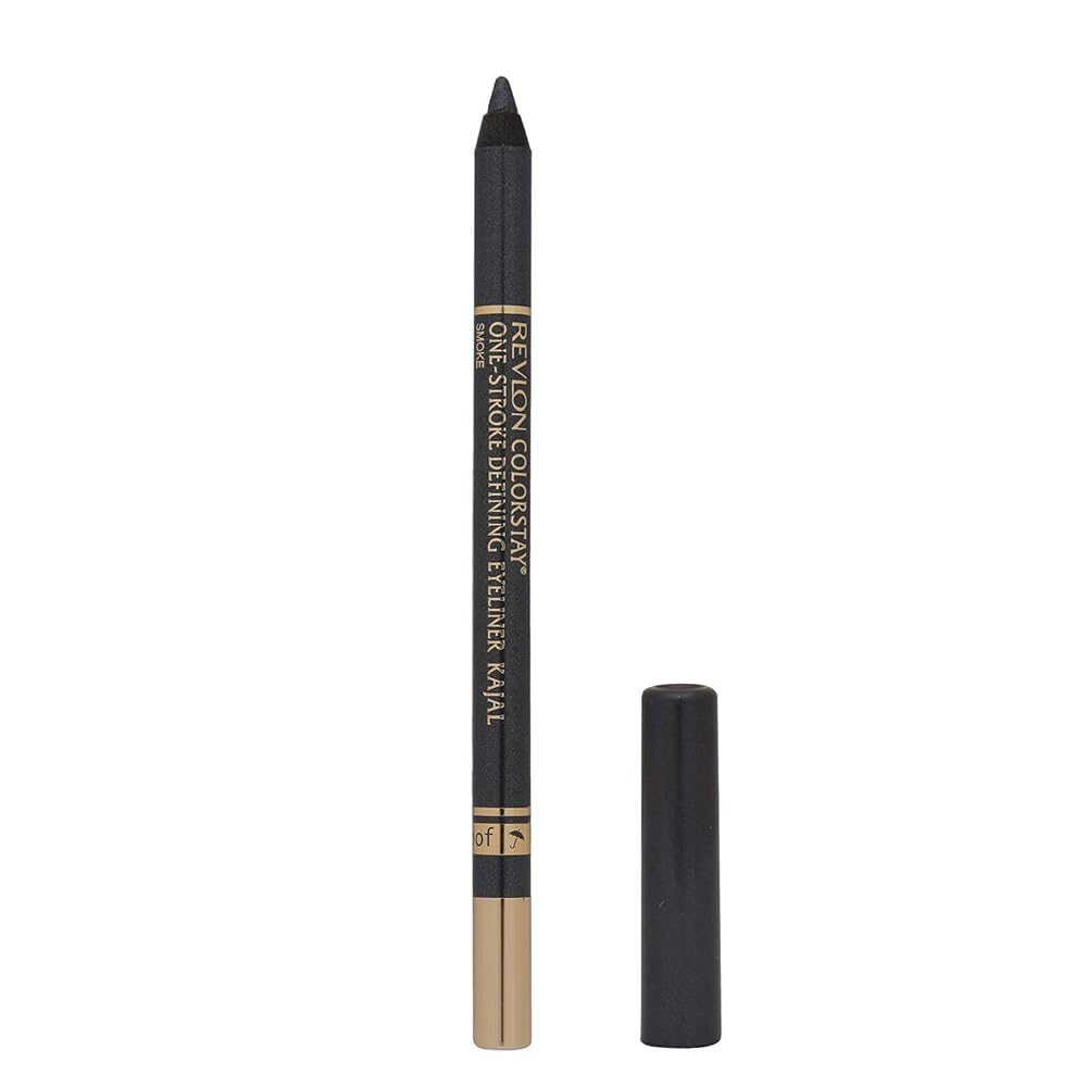 REVLON Colorstay one stroke defining eyeliner kajal, Sharpenable Pencil, Rich Glossy, Longwear and Waterproof, One Stroke to intense defined Eyes, Smoke