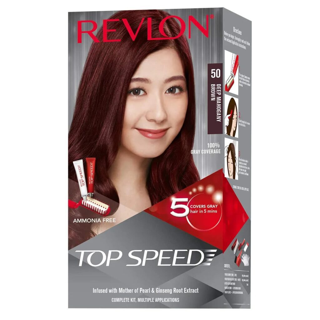 Revlon Top Speed Hair Color - 50 Deep Mahogany Brown (80g+15ml) - Revlon