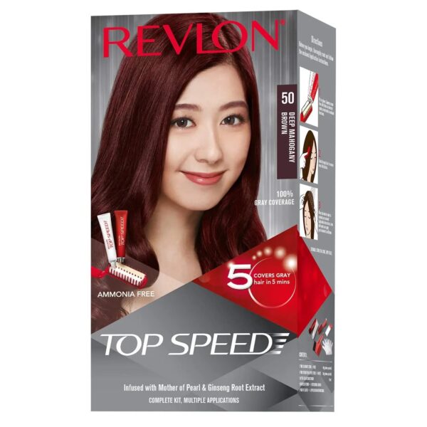Revlon Top Speed Hair Color - 50 Deep Mahogany Brown (80g+15ml) - Revlon