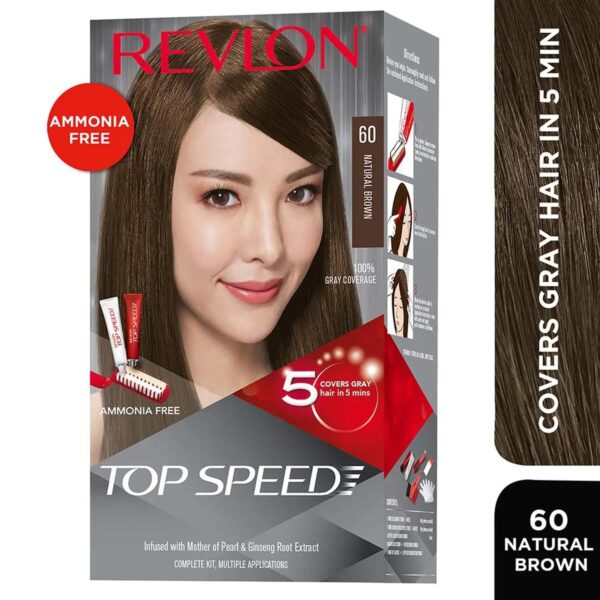 Revlon Top Speed Hair Color - 60 Natural Brown (80g+15ml) - Revlon