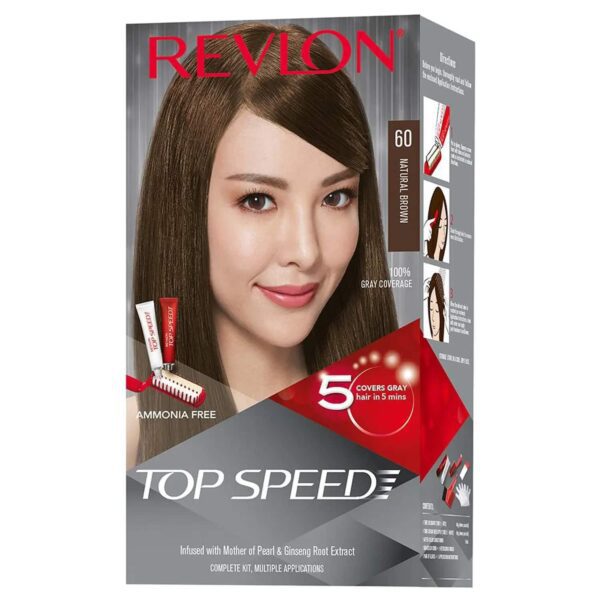 Revlon Top Speed Hair Color - 60 Natural Brown (80g+15ml) - Revlon