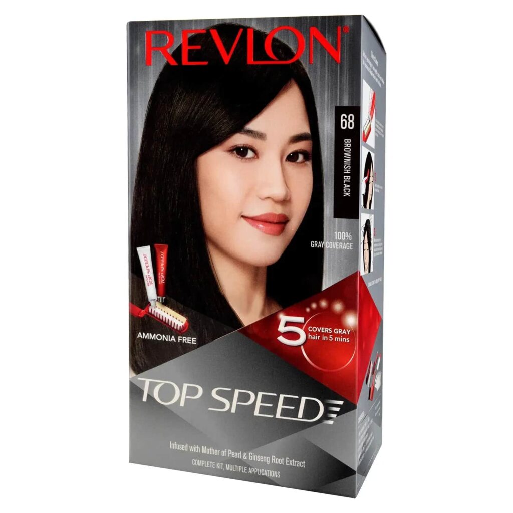 Revlon Top Speed Hair Color - 68 Brownish Black (80g+15ml) - Revlon