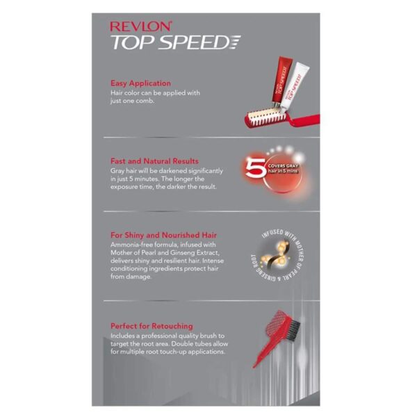 Revlon Top Speed Hair Color Small Pack For Woman - 68 Brownish Black (40g+15ml) - Revlon