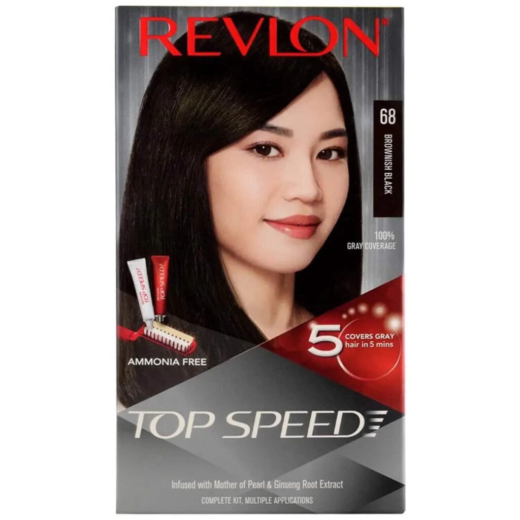 Revlon Top Speed Hair Color Small Pack For Woman - 68 Brownish Black (40g+15ml) - Revlon