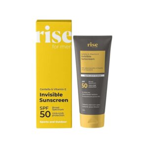 Rise for Men Invisible Sunscreen | SPF 50+ & PA+++ | No White Cast | Sweat & Water Resistant | Crafted for Men | Ideal for Sports & Outdoors | For Oily and Acne-Prone Skin |...