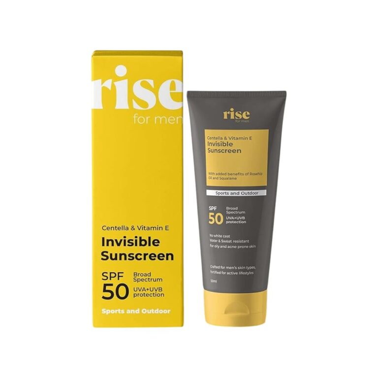 Rise for Men Invisible Sunscreen | SPF 50+ & PA+++ | No White Cast | Sweat & Water Resistant | Crafted for Men | Ideal for Sports & Outdoors | For Oily and Acne-Prone Skin |...