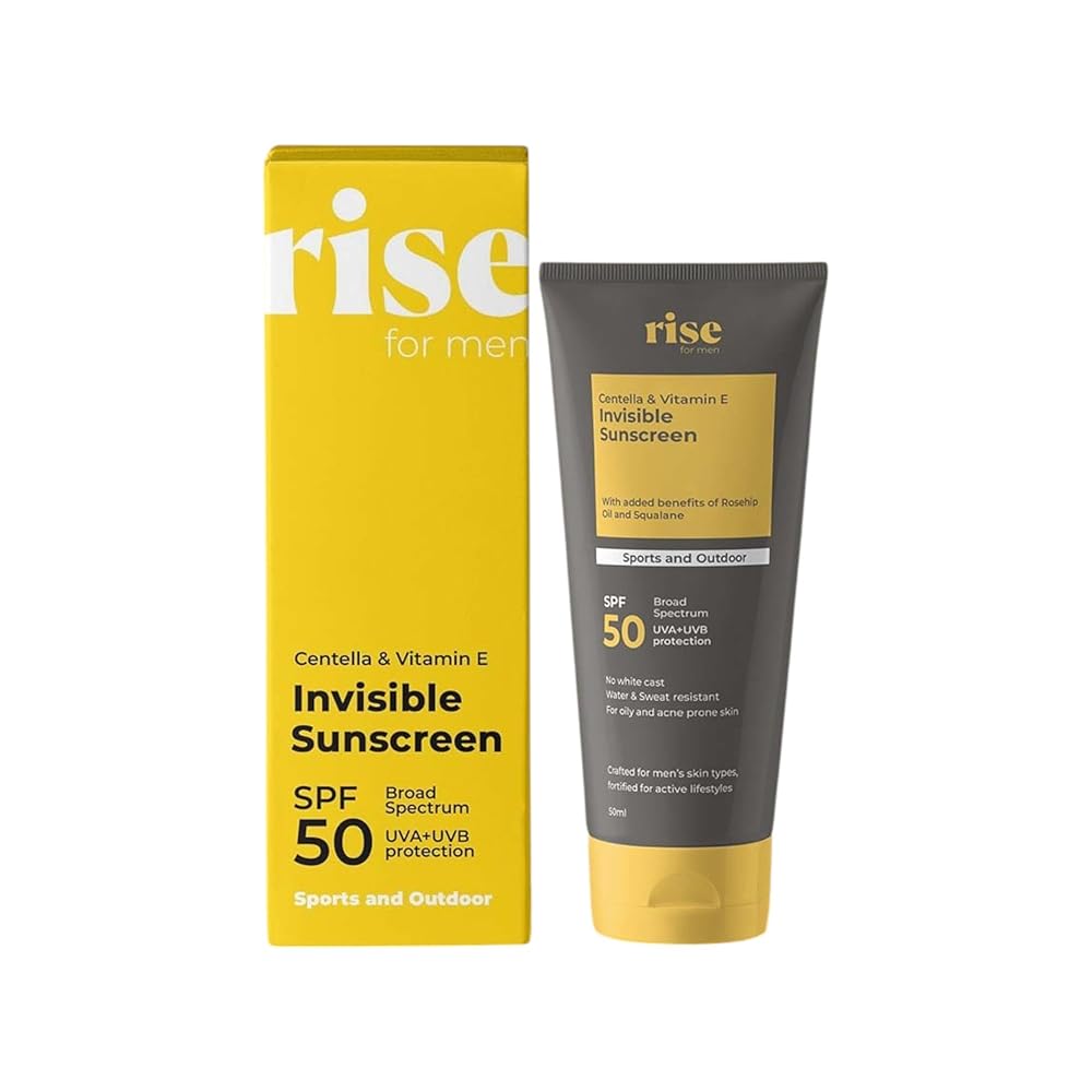 Rise for Men Invisible Sunscreen | SPF 50+ & PA+++ | No White Cast | Sweat & Water Resistant | Crafted for Men | Ideal for Sports & Outdoors | For Oily and Acne-Prone Skin |...