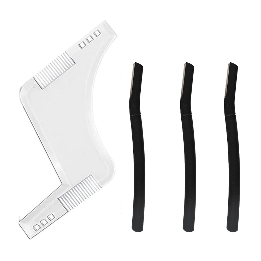 Rubab Men Beard Shaper Tool with Comb & Beard Pen Styler Face Razor for Men | Multi-Use Professional Beard Shaping & Styling Kit at Home | No More Salon Wait