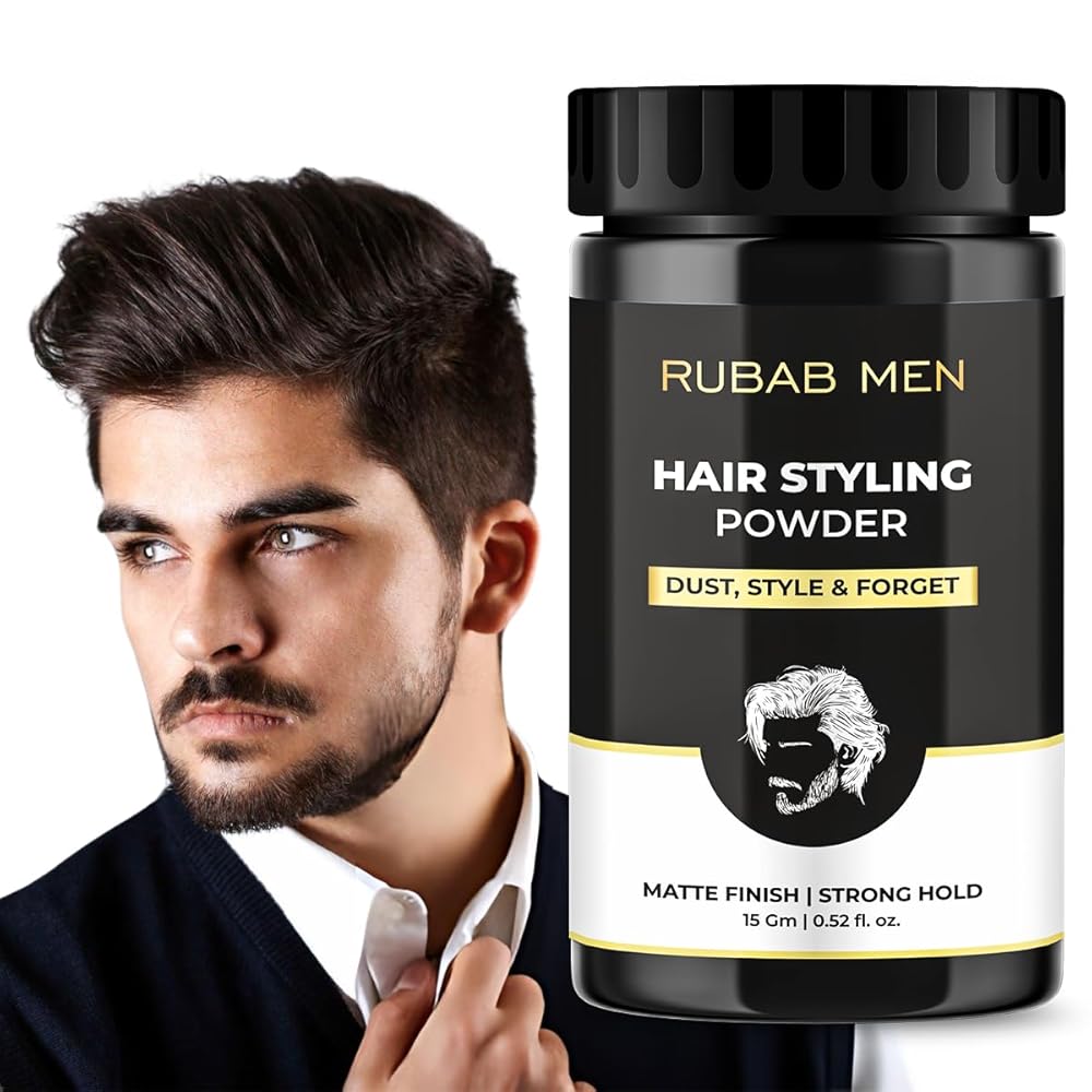 RUBAB MEN Hair Volume Powder For Men | 15gm Natural Hair Volumizing Powder for Strong Hold & Styling | Texture Powder Wax for Hair Men | 24hrs Hold