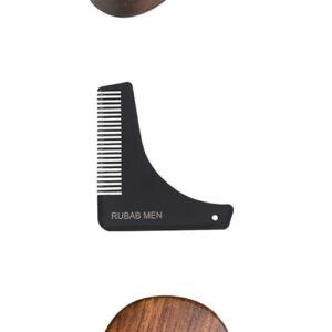 RUBAB MEN Premium Beard Grooming Kit of 3 | Beard Brush, L Shaper Shaping Tool & Beard Comb for Men | Also Comes with Carry Pouch | Made in India