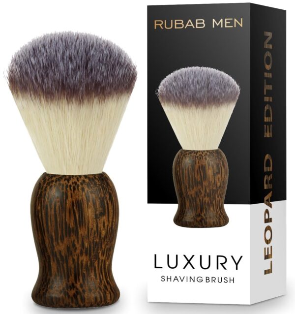 RUBAB MEN Premium Soft Shaving Brush for Men |Leopard Edition| Experience Luxury Shaving with Cruelty-Free Bristles & Classic Wooden Handle | Designed & Crafted in India