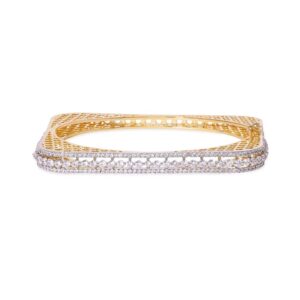 Rubans 18K Gold-Plated White Cubic Zirconia Studded Openable Bangle-Style Bracelet for Women & Girls | Perfect for Weddings & Special Occasions